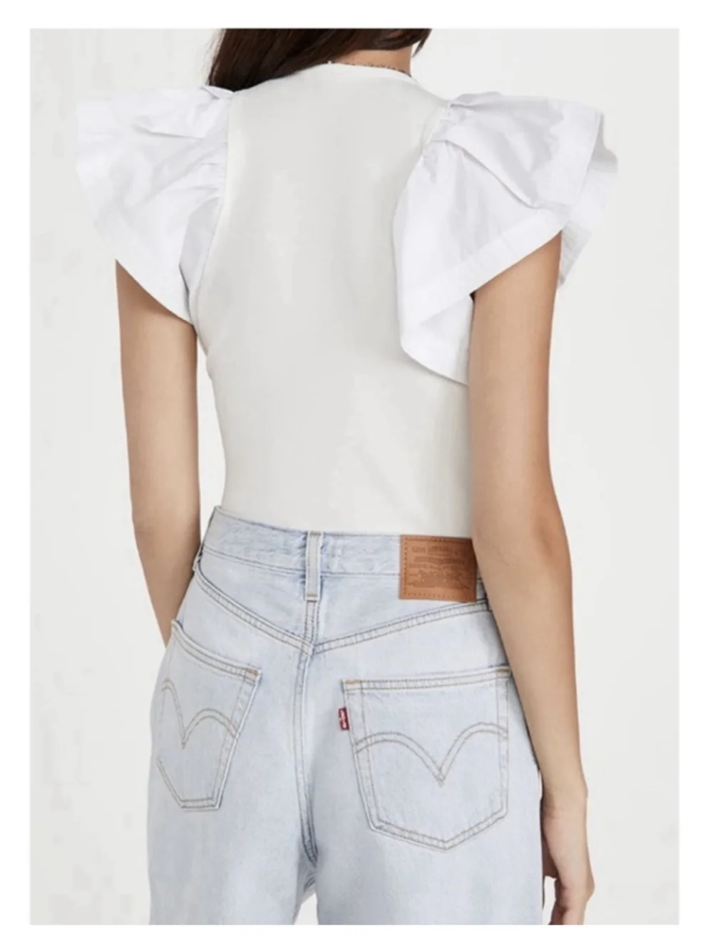 ALC Lucinda White Butterfly Flutter Sleeve Short Shirt Top Size Small